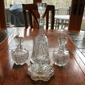 Vintage Brilliantly Cut Glass/Crystal Decanters and Candy Dish